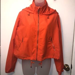 Ladies orange windbreaker w hoodie